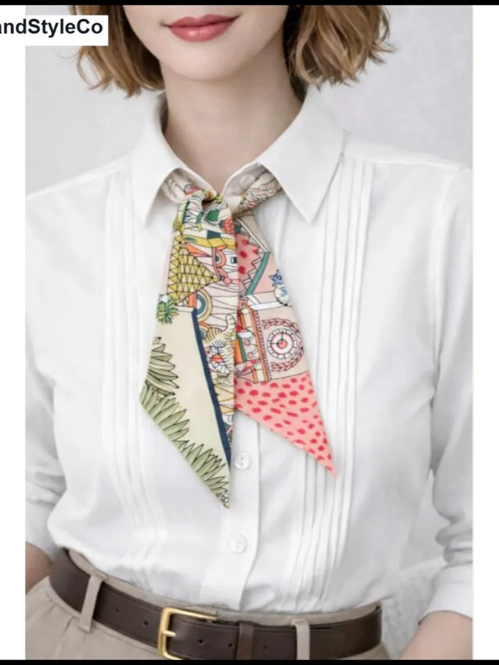 100% Silk Fashion Scarf Handbag Handle Ribbon Neck Scarf Skinny Twill